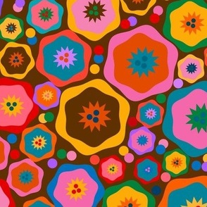 Funky retro flowers - spotty spot dots - medium - by Nashifruitdesigns