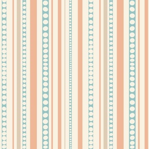  Coastal Chic Octopus Stripes Pastel Salmon and Opal Green Vertical