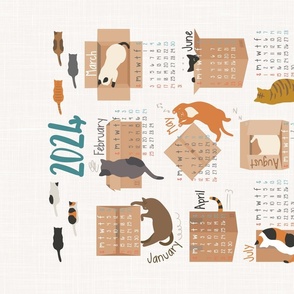 2024 Calendar Cats and Boxes