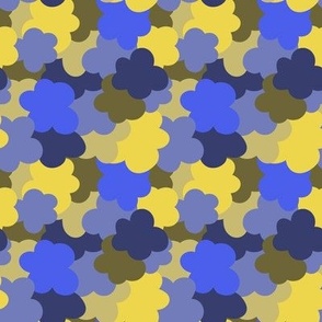 (small) Abstract Floral Camo - Yellow and Blue