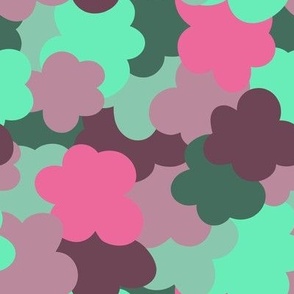 (medium) Abstract Floral Camo - Magenta and Mint green