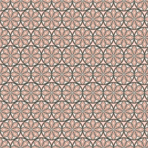 (s) Gothic inspired geometric foulard mandala print in salmon and warm gray