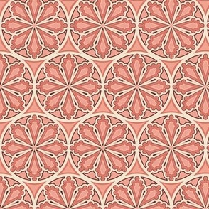 (s) gothic inspired foulard mandala pattern in orange and pink 