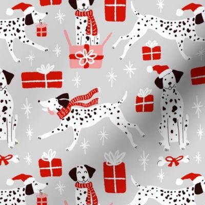 christmas dalmatian gray Christmas dog fabric WB23