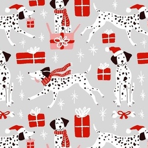 christmas dalmatian gray Christmas dog fabric WB23