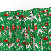 christmas dalmatian green Christmas dog fabric WB23
