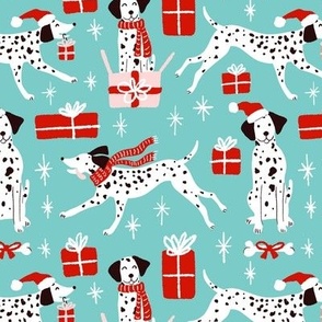 christmas dalmatian turquoise Christmas dog fabric WB23