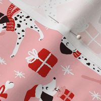 christmas dalmatian blush Christmas dog fabric WB23
