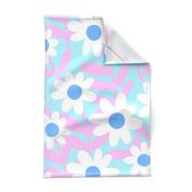 (L) 70S Minimal Abstract Daisy Floral in Bloom Turquoise #minimalfloral #70sfloral #pinkanturquoise #pastels #spoonflowercollection