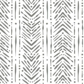 White and pewter grey arrow pattern with vertical stripes
