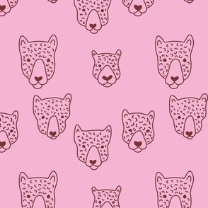 Wild animals jungle kids - cheetah cub cats with animal spots scandinavian style minimalist boho nursery design rust on pink girls 