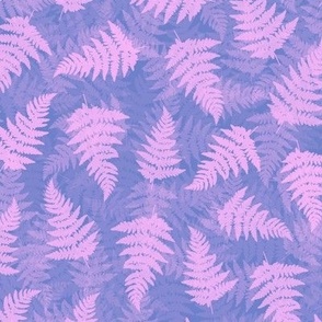 Blue and pink neon fern leaves