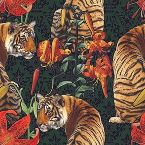 Tigers and Lilies Damask