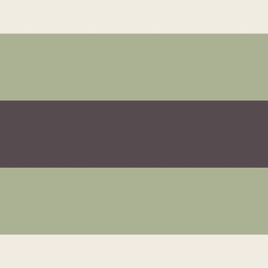 JUMBO // simple horizontal stripes - creamy white_ light sage green_ purple brown - basic geometric - 2 inch stripe