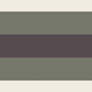 JUMBO // simple horizontal stripes - creamy white_ limed ash green_ purple brown - basic geometric - 2 inch stripe