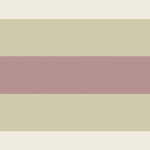 JUMBO // simple horizontal stripes - creamy white_ dusty rose pink_ thistle green - basic geometric - 2 inch stripe