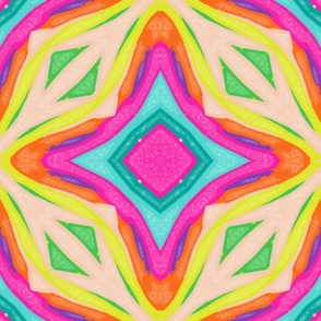 Vibrant Tropical Citrus Bold Geometric Pattern - Pink, Orange, Lime, Purple, Aqua