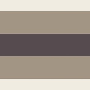 large scale // simple horizontal stripes - creamy white_ khaki brown_ purple brown - basic geometric - 1 inch stripe