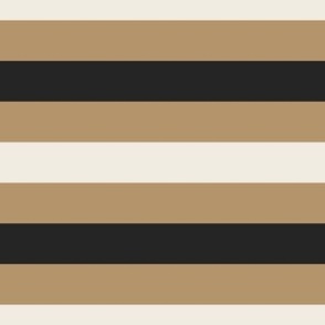 large scale // simple horizontal stripes - creamy white_ lion gold_ raisin black - basic geometric - 1 inch stripe