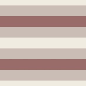 large scale // simple horizontal stripes - copper rose pink_ silver rust blush_ creamy white - basic geometric - 1 inch stripe