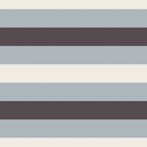 large scale // simple horizontal stripes - creamy white_ french grey blue_ purple brown - basic geometric - 1 inch stripe