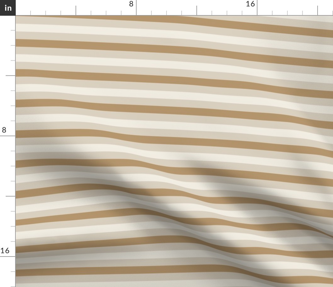 medium scale // simple horizontal stripes - bone beige_ creamy white_ lion gold - basic geometric - half inch stripe