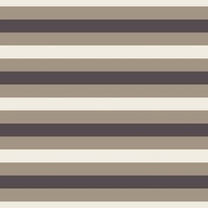 medium scale // simple horizontal stripes - creamy white_ khaki brown_ purple brown - basic geometric - half inch stripe
