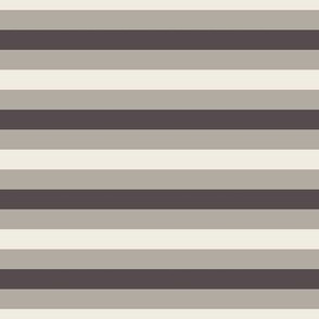 medium scale // simple horizontal stripes - cloudy silver_ creamy white_ purple brown - basic geometric - half inch stripe