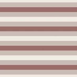 medium scale // simple horizontal stripes - copper rose pink_ silver rust blush_ creamy white - basic geometric - half inch stripe