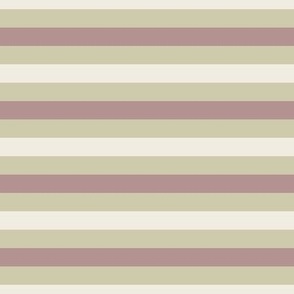 medium scale // simple horizontal stripes - creamy white_ dusty rose pink_ thistle green - basic geometric - half inch stripe