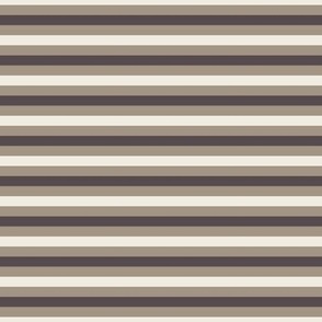 small scale // simple horizontal stripes - creamy white_ khaki brown_ purple brown - basic geometric - quarter inch stripe