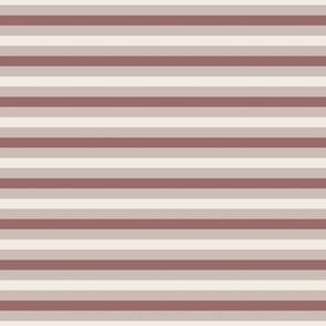 small scale // simple horizontal stripes - copper rose pink_ silver rust blush_ creamy white - basic geometric - quarter inch stripe
