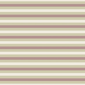 small scale // simple horizontal stripes - creamy white_ dusty rose pink_ thistle green - basic geometric - quarter inch stripe