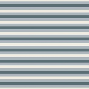 small scale // simple horizontal stripes - creamy white_ french grey blue_ marble blue - basic geometric - quarter inch stripe