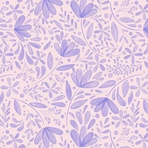 Pink and purple watercolor flower print, ditsy floral