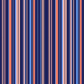 Navy, blues, & peach stripe (medium scale)