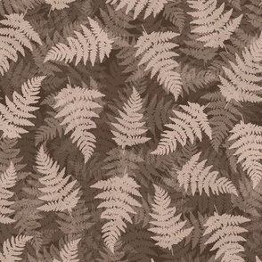 Brown fern leaves print