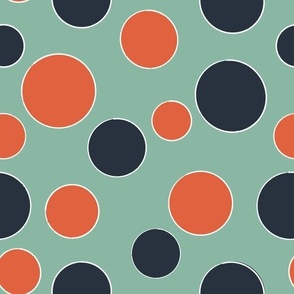 Hand Drawn Polka Dot-Navy Blue and Red, Mint Background, Festive Holiday, Bold Polka Dot, Contemporary, Modern Holiday, Abstract Geometric, Vibrant Holiday, Unique Hand Drawn Texture, Festive Dot, Holiday-Themed