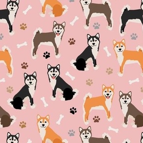 Shiba Inu Dog Paws and Bones All Coats Pink