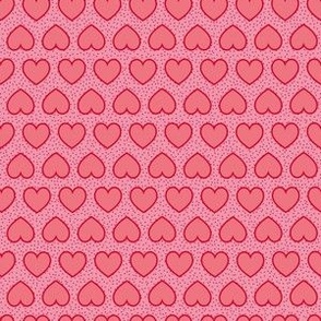 Valentine's Day Mini Collection Rows of Hearts Pinkish Red Blender Pattern