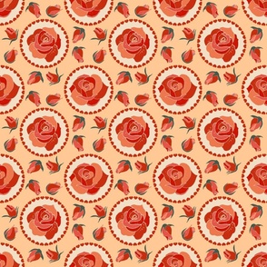 Valentine's Day Mini Collection Roses and Hearts Vintage Orange