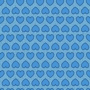 Valentine's Day Mini Collection Rows of Hearts Blue Blender Pattern