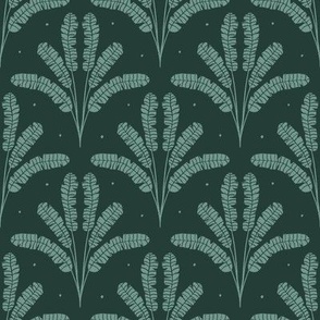 Jungle Palms on Emerald Green  | Large Version | Bohemian Style Pattern with Green Leaves 