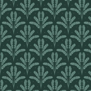 Jungle Palms on Emerald Green  | Medium Version | Bohemian Style Pattern with Green Leaves 