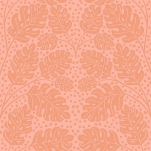 Monstera Leaves in Paradise Pink  | Large Version | Bohemian Style Pattern a Pink Background