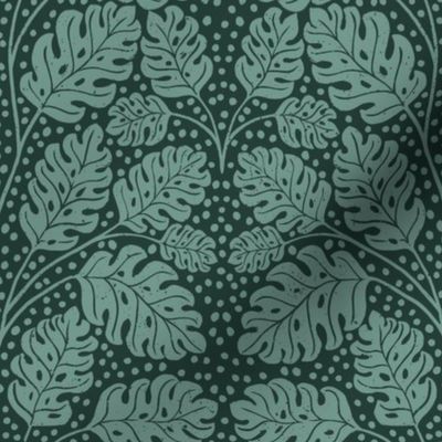 Monstera Leaves on Jungle Green  | Large Version | Bohemian Style Pattern in Shades of Green