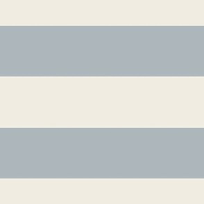 JUMBO 2 color stripes - creamy white_ french grey blue - simple horizontal 2 inch stripe