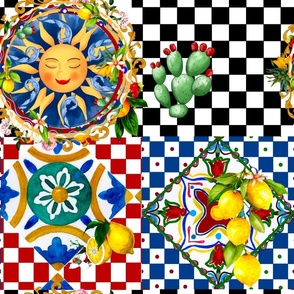 Sicilian sun,cactus,tiles,summer,majolica,lemon art