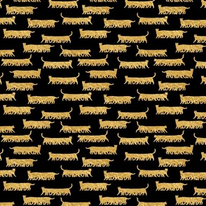 Humorous and Fun Faux-Foil Gold Cat Multiped Caterpillar Repeat on Black