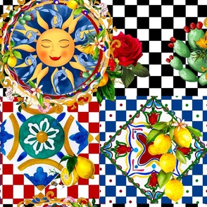 Sicilian sun,roses,cactus,tiles,summer,majolica,lemon art